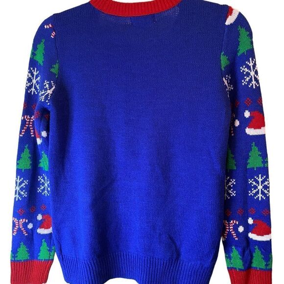 BONGO Y2K Christmas Sweater with Reindeer Pom-Poms & Sequins Size Small - Picture 5 of 8